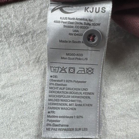 KJus Scot Polo Mens L Red Long Sleeve Comfort Fit Golf Shirt Performance Preppy - Picture 6 of 6